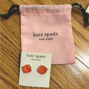 Kate Spade small square stud earrings, fluorescent pink